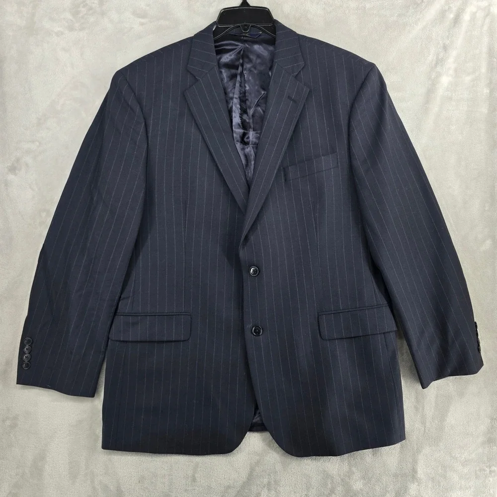 Brooks‎ Brothers 346 Mens 45R Navy Blue Pinstripe Stretch Wool Blend Blazer